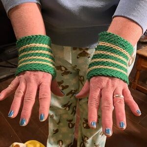 Handmade crocheted fingerless gloves